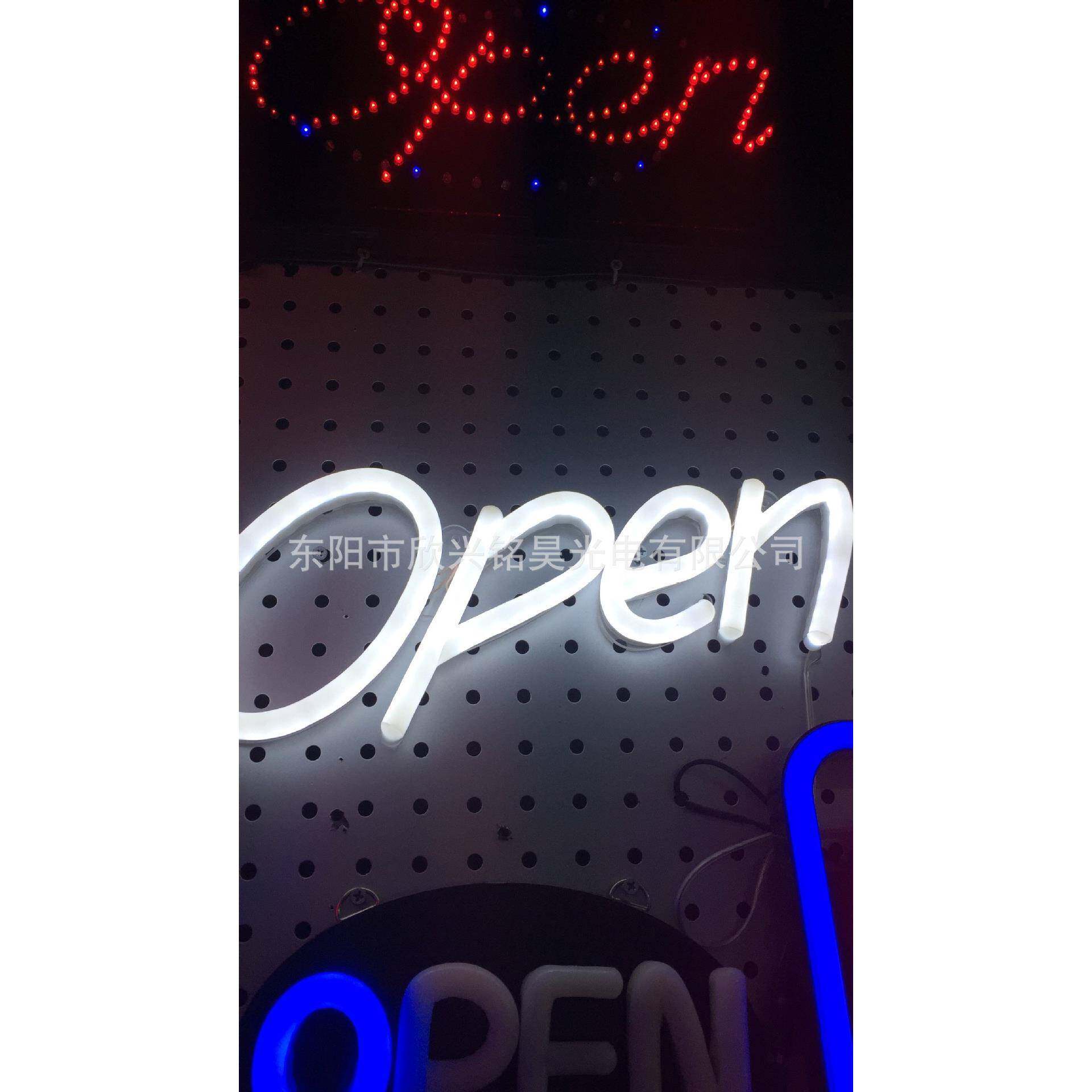 出口柔性霓虹灯带广告牌发光字LED灯牌open40*20霓虹灯