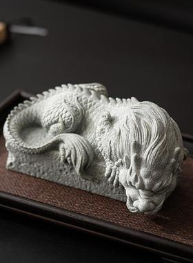 仿青石蟠龙园抱鱼装饰摆件艺茶室缸石水景造景麒麟ZBY--038貔貅镇