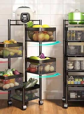 厨房旋转置物落地家用架多功能放蔬菜WGI转角多层菜篮子果蔬收纳