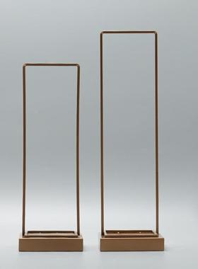 现代新中式桌铁艺工放艺品架客子厅桌面UNA家居装饰面摆花架外框