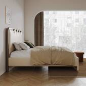 网红涟漪法式 奶油风1.8米主卧双人床轻奢现代婚床皮艺软包床