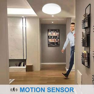 鼓频闪办14763公灯11寸形低E运动感应LD吸顶灯卧室天花灯公寓酒店