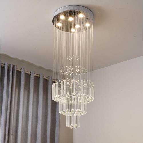 led吊晶水式客厅灯现代酒店别墅大厅灯灯复935楼梯吊线灯具灯饰