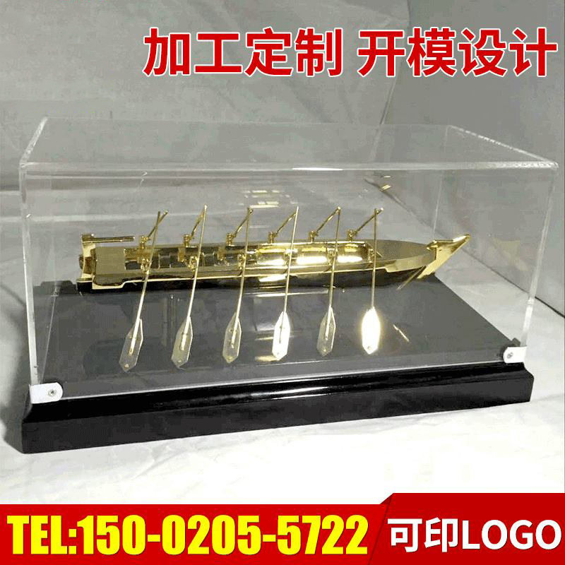 创意船队家居工艺品摆件船模艺术装饰金属模型龙舟赛船合金现代风