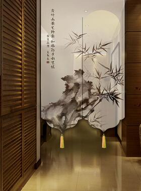 门帘兰花唯美中古风清雅客厅日式67105049玄帘关国风布帘挂防厨水