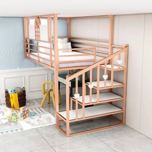 l儿童床半高床上床下空高一床oft架阁楼书无品牌 桌体带衣柜城堡