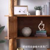 木质置物架现代简约家用书架实木隔板展示架摆件做旧客厅置物架