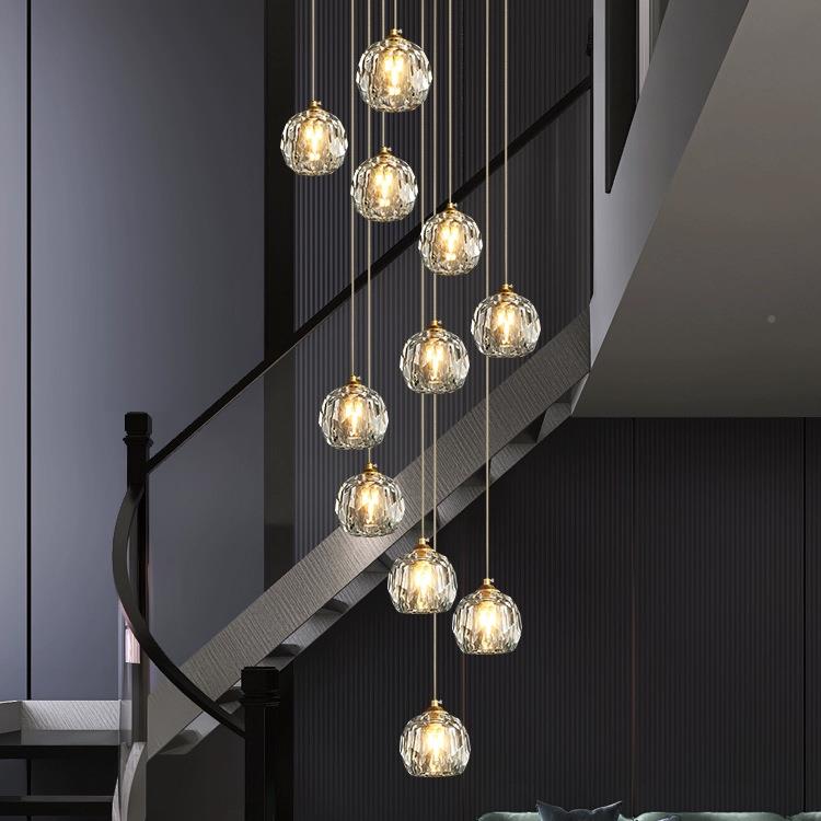 复式楼大吊灯现代轻奢别墅353意客厅灯o酒店大创堂售楼f部lt楼梯