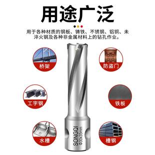 钢松崎合金空心钻头打孔金属取厚板不扩锈钢开孔器芯孔886磁力钻