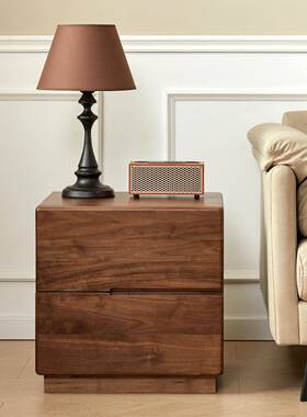 北美黑胡桃木格床头柜储密物柜48438樱桃头木床柜白橡木私暗物品