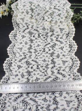 唐隆白双边波浪复古满幅弹力花帘87602-32边色表演服窗边21cm蕾丝