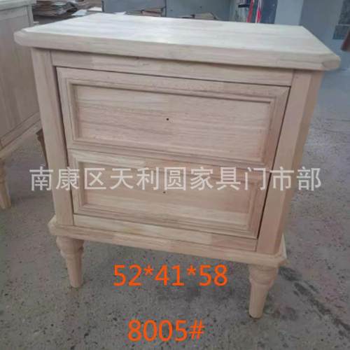 美白式实木床头柜茬两抽抽小8001#美储物柜高脚床边柜白三收胚纳