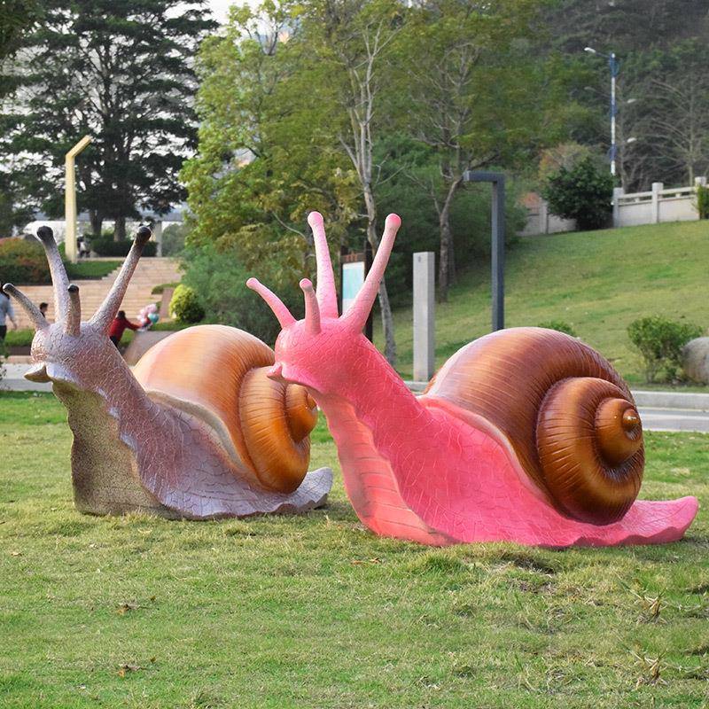 仿真动物摆件卡通蜗牛璃J-G8206钢雕塑户外园林观景品幼儿玻园草