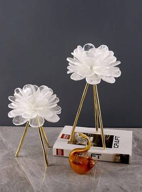 现代简约白色艺石膏石花电柜客厅卧室装摆W0007饰品工艺品家居视