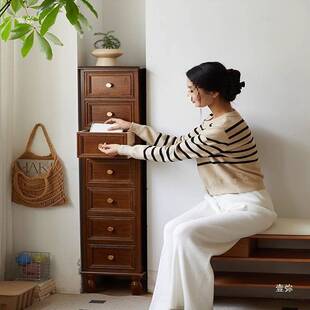 实木28cm夹缝超窄床头收纳柜客厅边角储物柜厨房缝隙柜卫生间边柜
