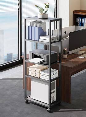 电脑机托可移动书架架公室打印办机置物架多层收主纳带轮台NIL式