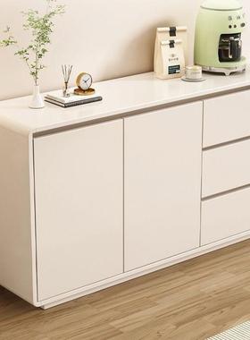 奶油风加厚实木背板弧收SVL纳储物斗柜实木边柜靠体墙餐一现代简