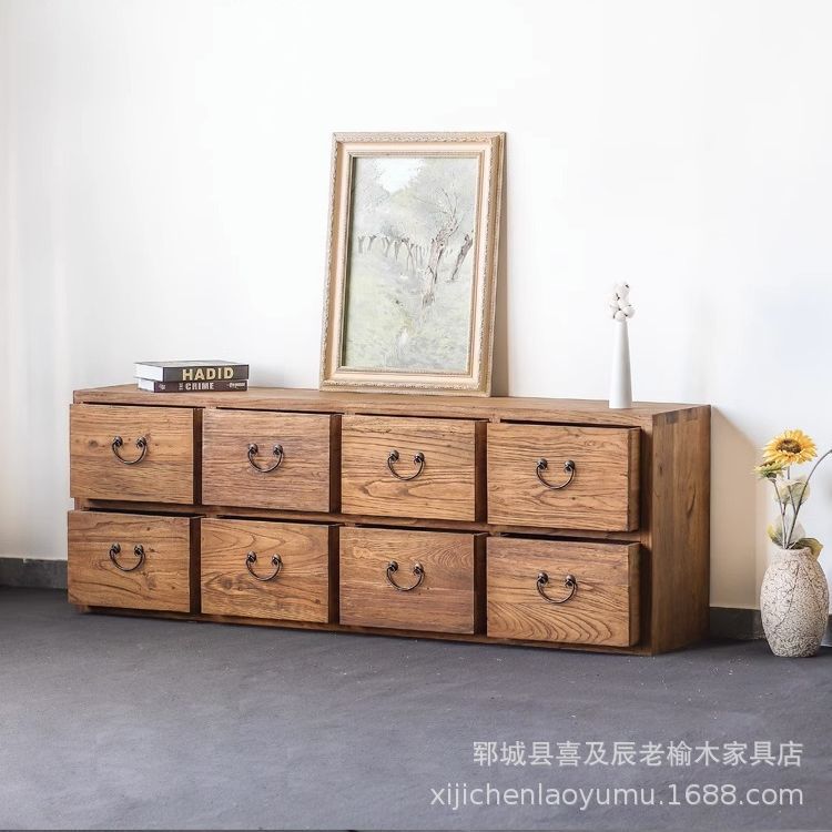 复古做旧实木多层抽屉八斗柜
