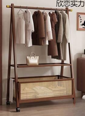 藤架编脏衣篓衣架落式地立移动RHM衣帽功多能收纳置物架子