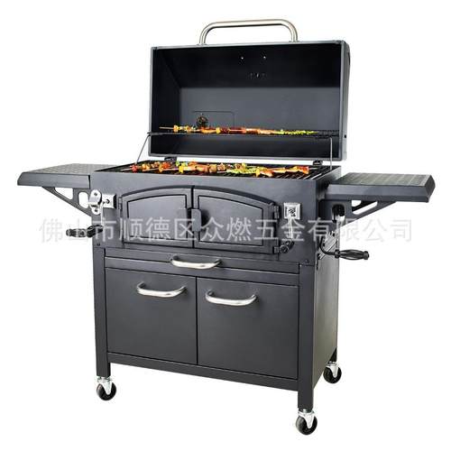 户外木炭烧烤炉庭院大号加厚烧烤架室外移动家庭多功能炭烤炉