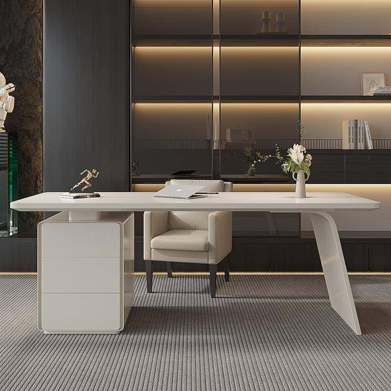 轻奢意式极简烤漆书桌现代简约客厅家用实木电脑桌老板高端办公桌