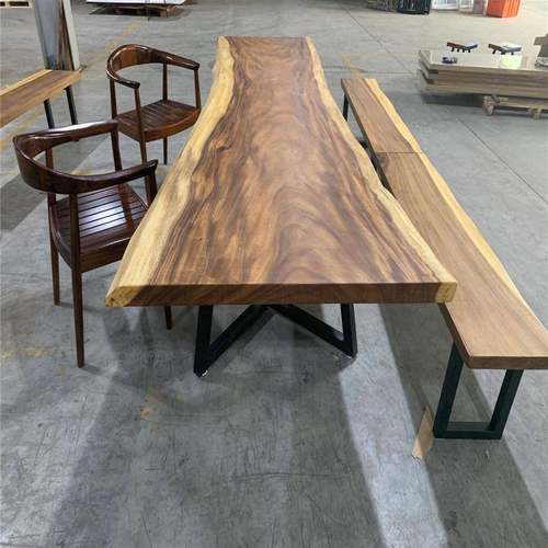 现代简约自然边大板实木桌椅组合茶桌家用客厅会客泡桌椅办公室椅