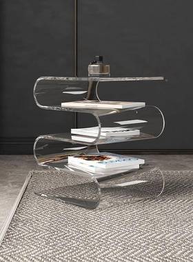 美式几边奶油风透明家用发卧室51693角几简极实木沙床头柜客厅杂