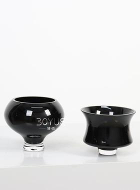 现代轻琉璃迷你黑色TYN小花瓶奢插花玻璃花厅器民宿玄关摆件高客