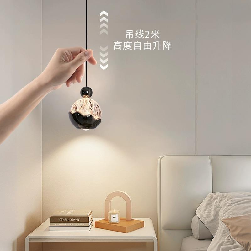 意式轻奢室床头小吊灯艺雪术卧山手816扫应可升降玄关感高级感吊