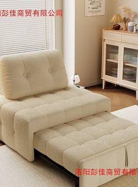 奶油风泡芙沙沙厅发坐卧两用KQG多功能小户型布艺客折叠伸缩单床