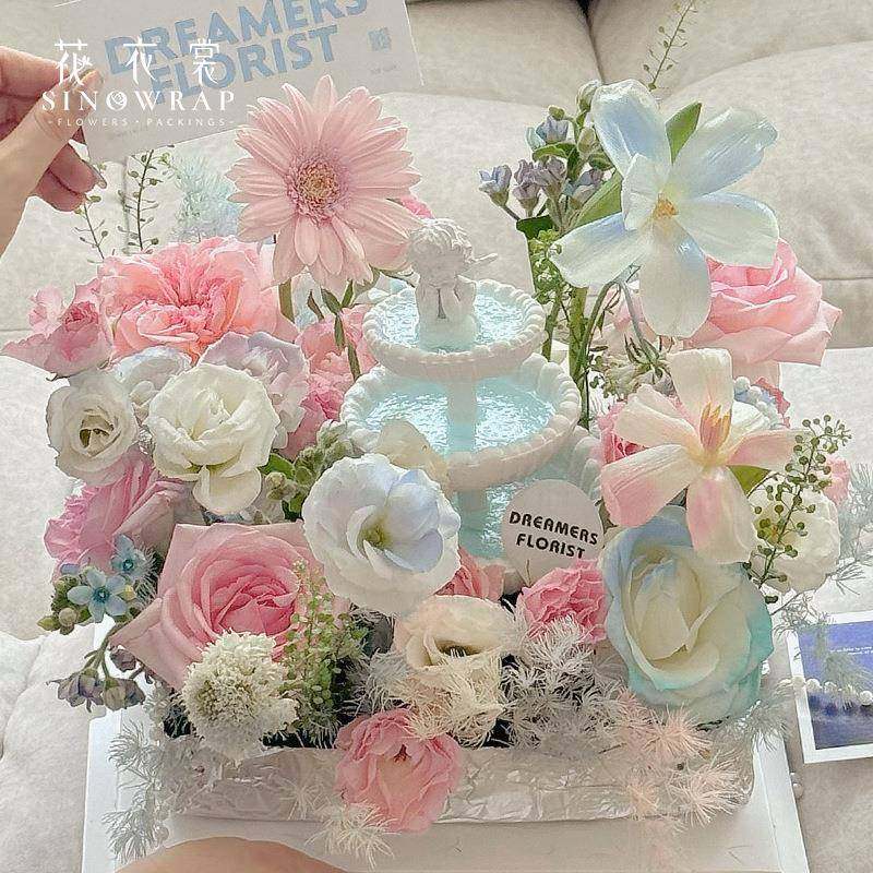 花衣使裳许愿池天情使蛋糕花束七WLD夕物人节鲜花礼天配件花艺材