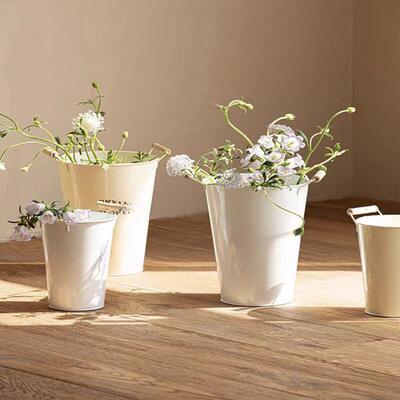 北欧风醒花桶家用深水大号花店花筒水培鲜花铁皮桶家居款插花