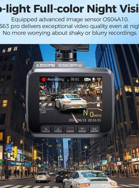AZDOME记录仪GS63Pro前双镜头高清4K置内1应28GeM80900MC卡后重力
