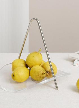 北欧ins水果盘创意代亚QEW克力秋间千金架托盘样现属板摆件软装饰