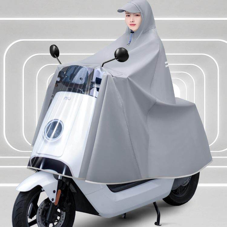 防水踏板电动车摩托车雨衣单人双人加大加厚骑行遮脚雨披