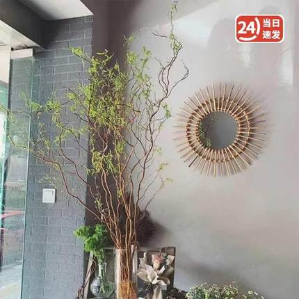 柳枝水养雪柳干枝真花插花树枝龙银柳摆件客F87ST8SH室内干花花鲜