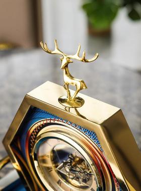 金色小鹿金合意家居床头柜时钟装饰品样板电视房柜摆45245创件