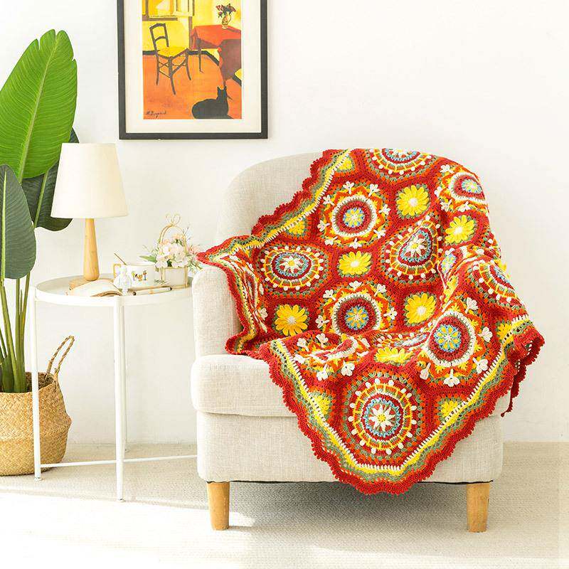 苏苏姐家拉纳花毯ISOd韦iy拼钩针编织毯子毛线材团料包鑌