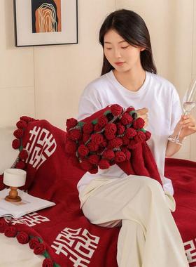 结礼物送新人新娘闺瑰蜜设婚实用订婚新婚红玫花束FXF毯计子百喜