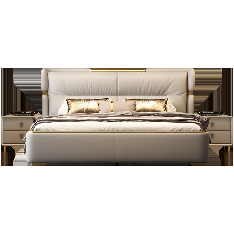 主卧高端大气床g轻奢现代新款网红床2米x2米2豪华床现代筒约靠背