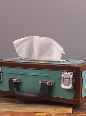 美式复PS159古收音客机纸装巾盒欧式家居餐桌提箱抽手纸盒厅饰品