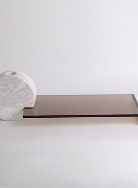 YNC中式创意形大理石花器亚克力托盘板房间客厅圆玄关软装新饰样