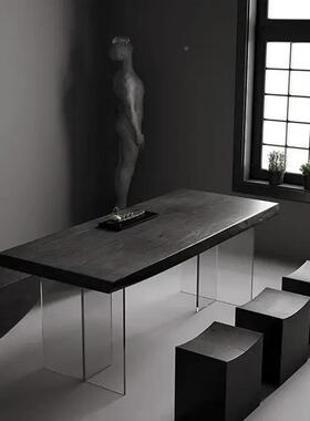 碳桌化木板实木板餐面板整板茶台面桌斗柜实木大板黑色桌板IVA板