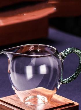 厂家器高硼硅玻璃茶PBV透高亮茶海家用功分夫茶具汝红把手公道杯