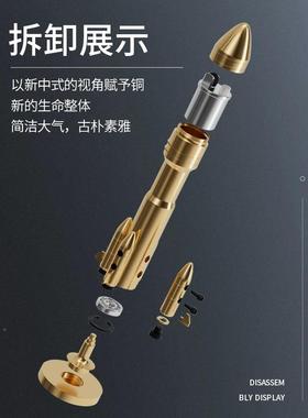 创意黄铜火箭机模型打火摆件火箭打火仿真空发航射运打载火箭火机