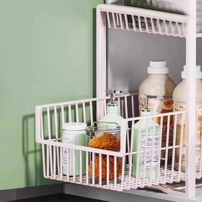 厨房下层水槽物架橱内抽屉置双层柜调料收505纳盒碗碟抽拉篮分整