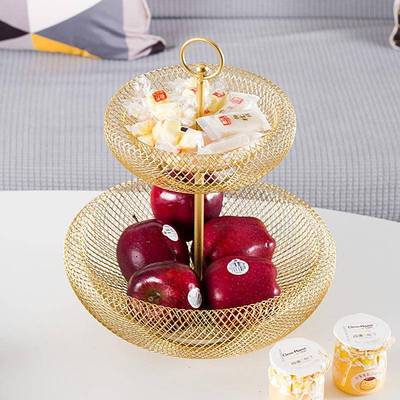北欧厅金属水果盘18021客几多层果茶篮意多创功能果娄家用收纳零