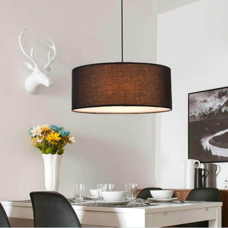 北欧现代约布艺餐厅吊灯客厅灯卧简室书房亚202089麻布圆艺头形单