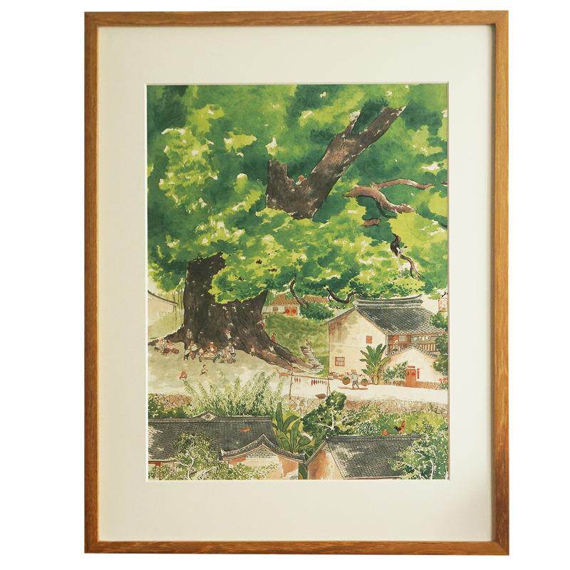 xyt桃花源记新中式水墨画客厅装饰画玄关挂画竖画皇小小绘