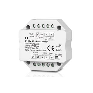 10V调光器L1 ZigBee PUSH2.4GRF遥控或AC⾃复位开关调光0